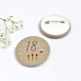 18th Birthday badge, embroidered badge, personalised birthday badges handmade by Stitch Galore 