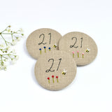 21st Birthday badge, embroidered badge, personalised birthday badges handmade by Stitch Galore 
