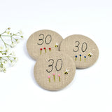 30th Birthday badge, embroidered, badge, personalised birthday badges handmade by Stitch Galore