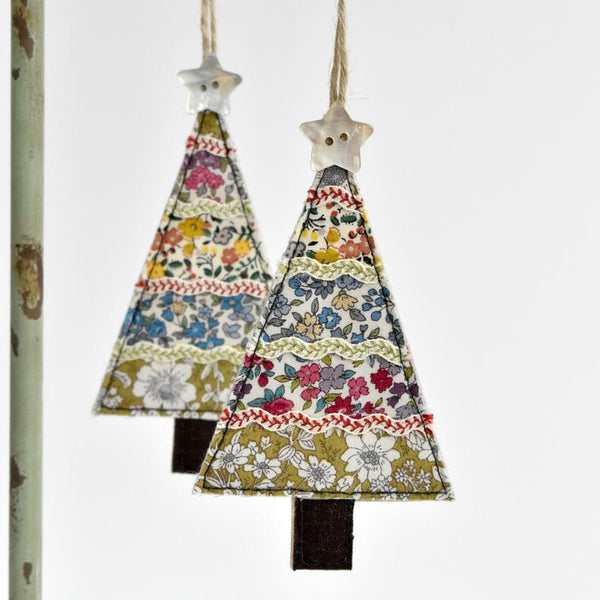 Sewn fabric Christmas tree decoration handmade by Stitch Galore